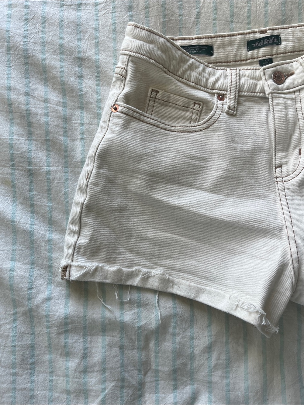 White Wild fable White High-Rise Denim wide leg Shorts - Picture 5 of 11